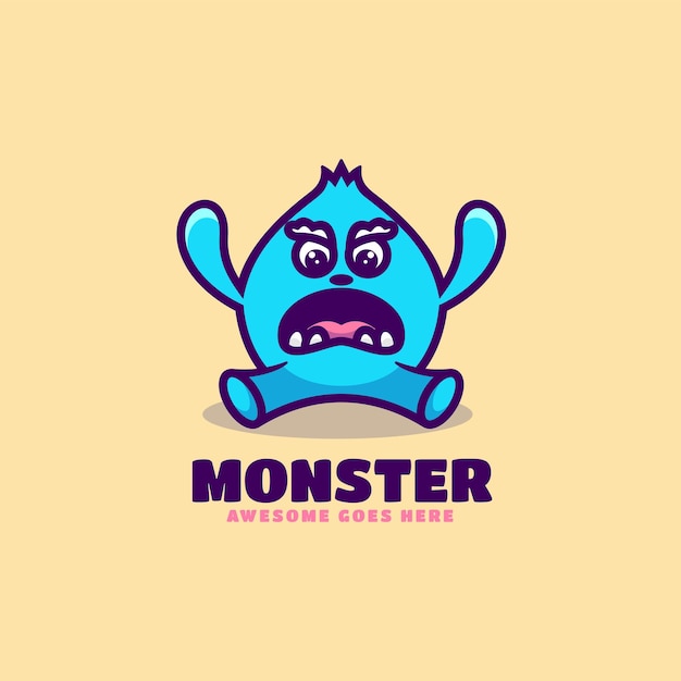 Vector Logo Illustration Monster Mascot Cartoon Style