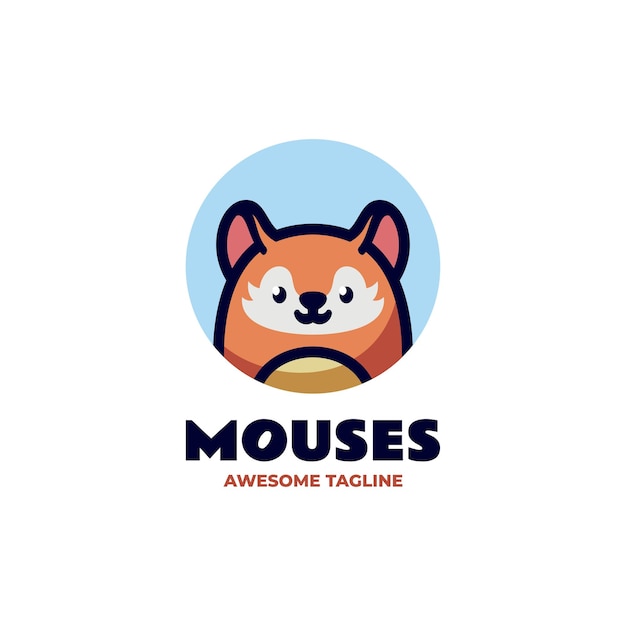 Vector Logo Illustration Mouse Mascot Cartoon Style