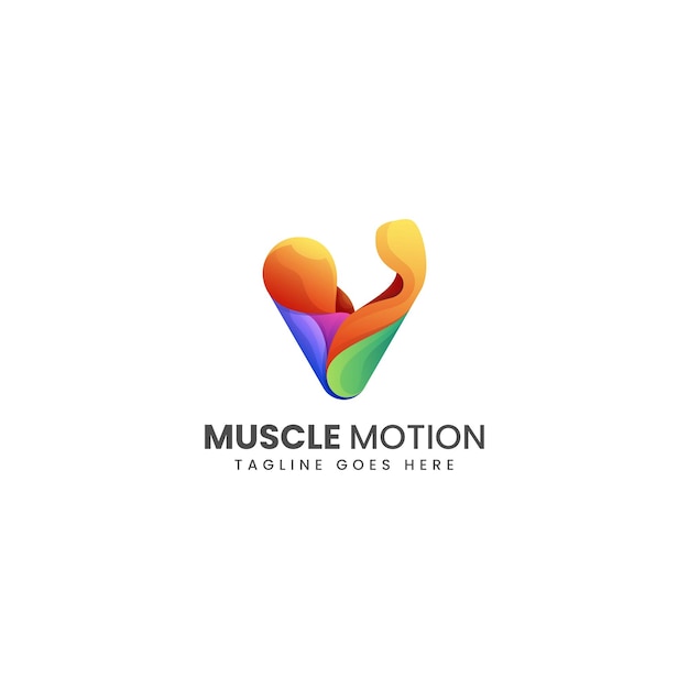 Vector Logo Illustration Muscle Motion Gradient Colorful Style