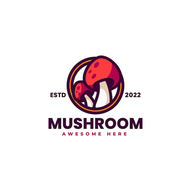 Vector Logo Illustration Mushroom Simple Mascot Style