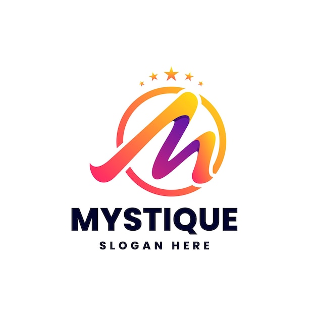 Vector logo illustration Mystique gradient colorful style