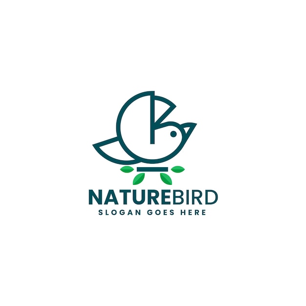 Vector Logo Illustration Nature Bird Gradient Line Art Style