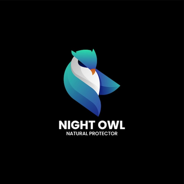 Vector Logo Illustration Night Owl Gradient Colorful Style