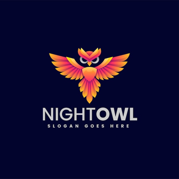 Vector Logo Illustration Night Owl Gradient Colorful Style