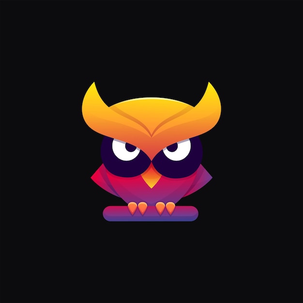 Vector Logo Illustration Night Owl Gradient Colorful Style