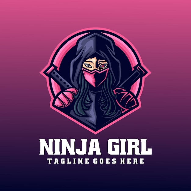 Vector vector logo illustration ninja girl e sport and sport style