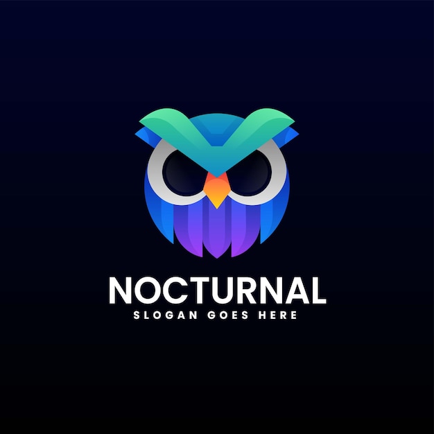 Vector Logo Illustration Nocturnal Gradient Colorful Style