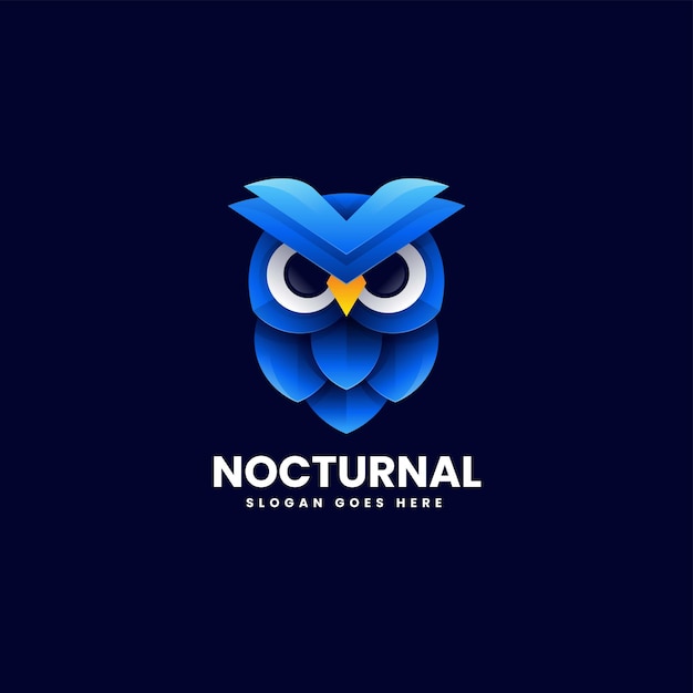 Vector Logo Illustration Nocturnal Owl Gradient Colorful Style