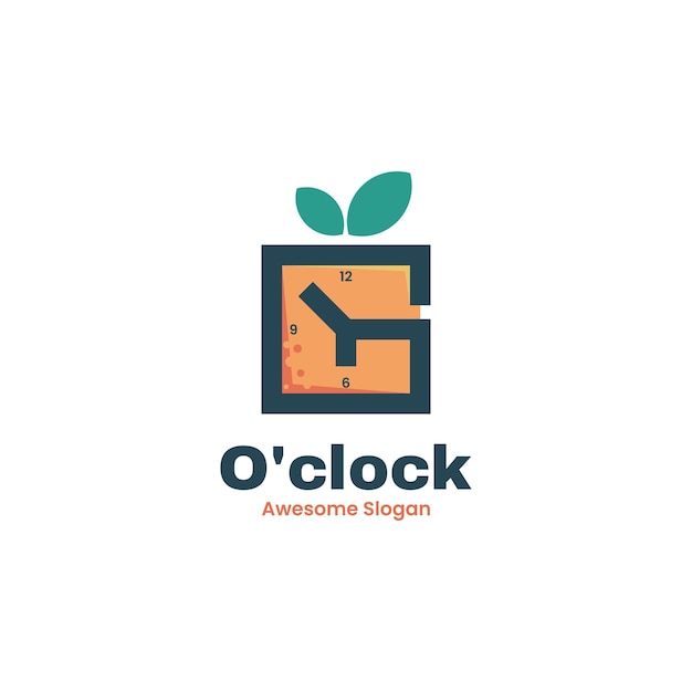 Vector Logo Illustration O39clock Fruit Simple Mascot Style