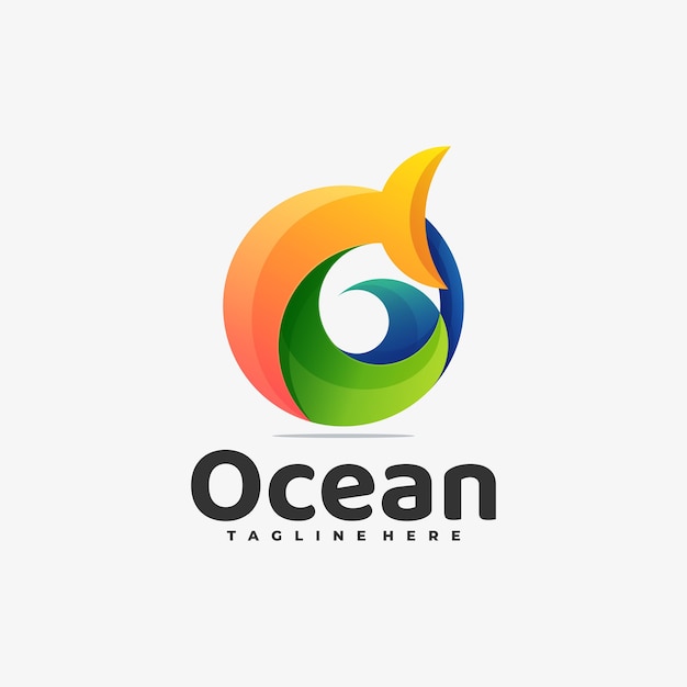 Vector Logo Illustration Ocean Gradient Colorful Style