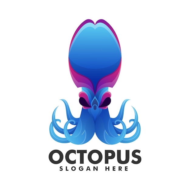 Vector Logo Illustration Octopus Gradient Colorful Style