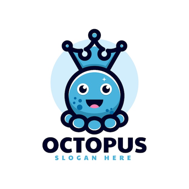 Vector Logo Illustration Octopus Mascot Cartoon Style