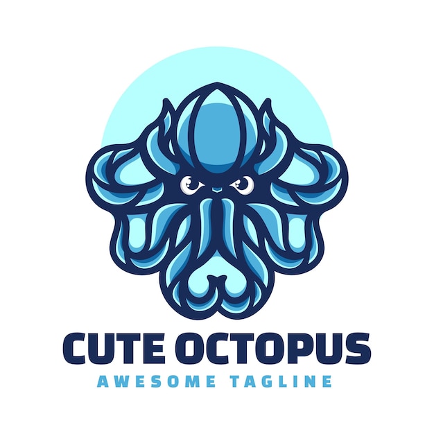 Vector Logo Illustration Octopus Simple Mascot Style