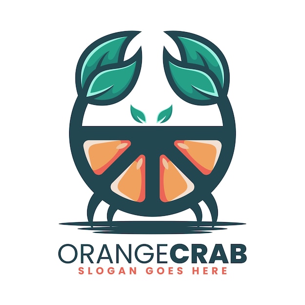 Vector Logo Illustration Orange Crab Simple Mascot Style.