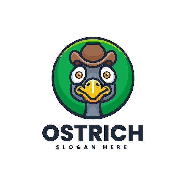 Vector Logo Illustration Ostrich Mascot Cartoon Style