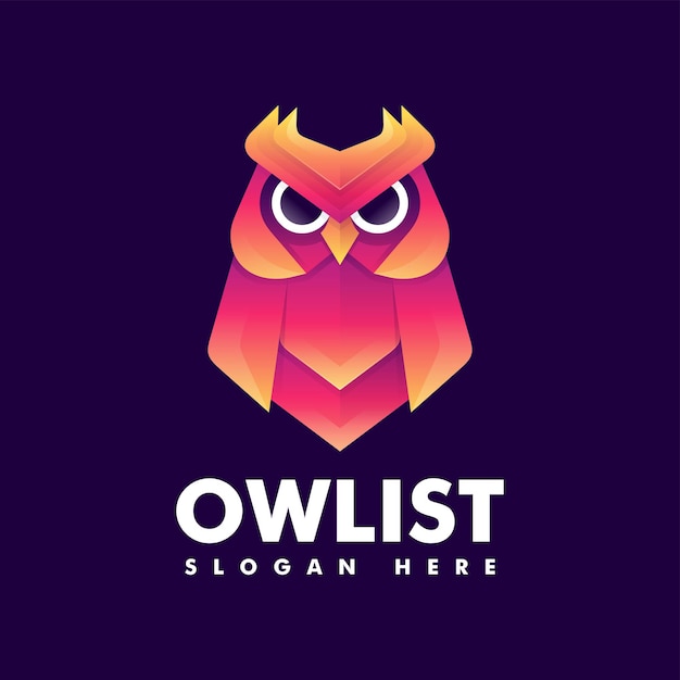 Vector Logo Illustration Owl Gradient Colorful Style