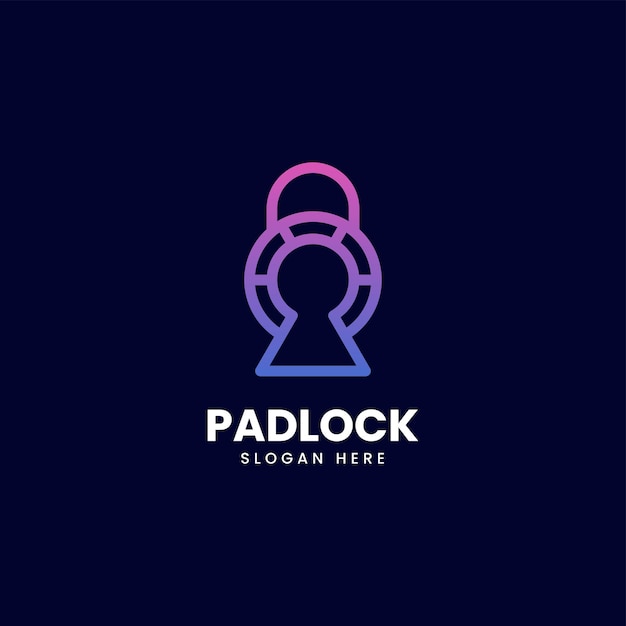 Vector Logo Illustration Padlock Gradient Line Art Style