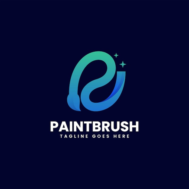 Vector Logo Illustration Paint Brush Gradient Colorful Style