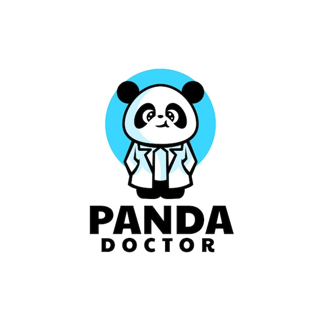 Vector Logo Illustration Panda Mascot Cartoon Style