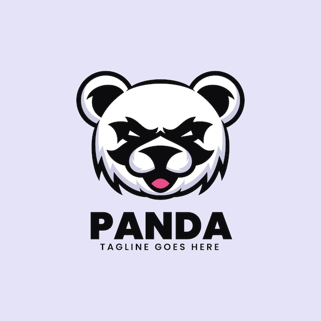 Vector Logo Illustration Panda Simple Mascot Style