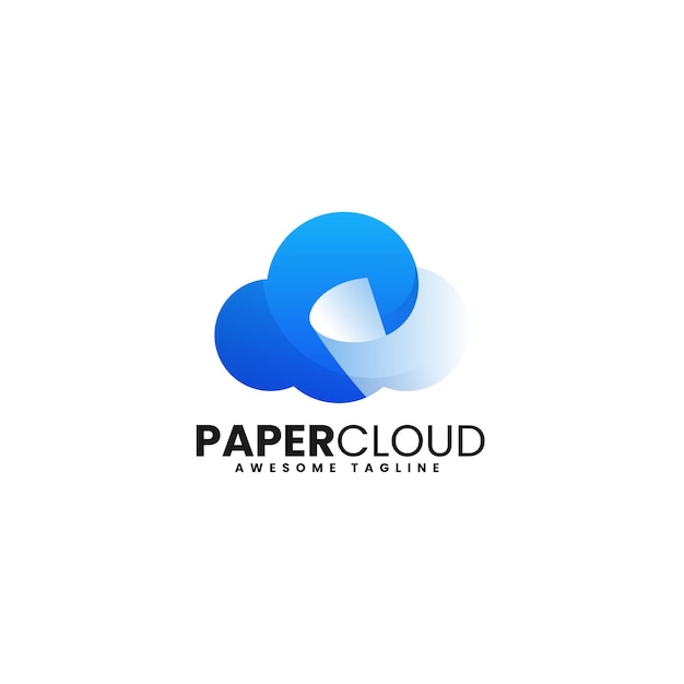 Vector Logo Illustration Paper Cloud Gradient Colorful Style