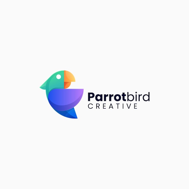 Vector Logo Illustration Parrot Bird Gradient Colorful Style