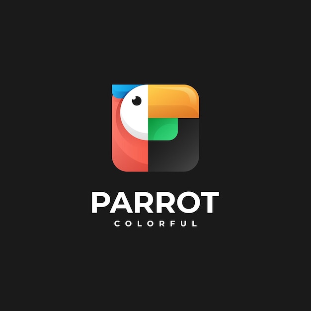 Vector Logo Illustration Parrot Gradient Colorful Style