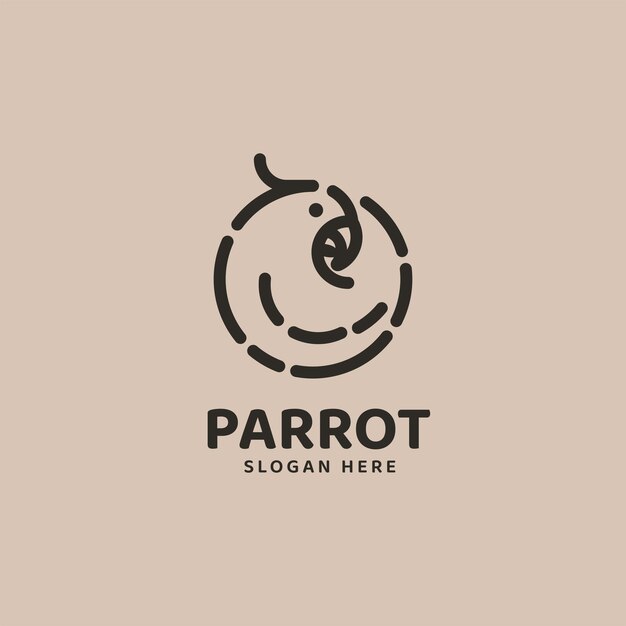 Vector Logo Illustration Parrot Line Art Style