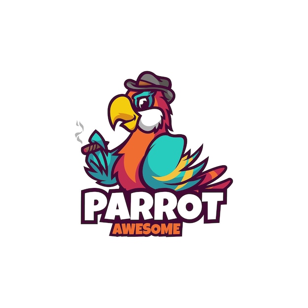 Vector vector logo illustration parrot mascot cartoon style