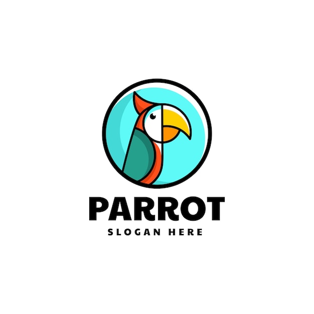 Vector Logo Illustration Parrot Simple Mascot Style