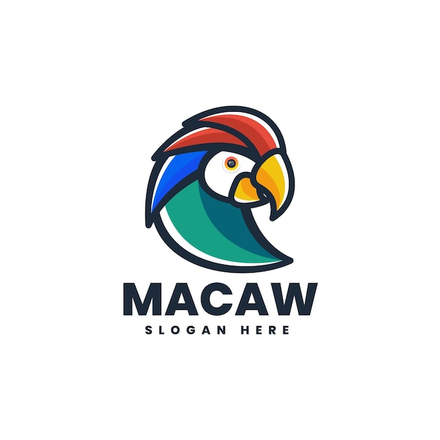 Vector Logo Illustration Parrot Simple Mascot Style