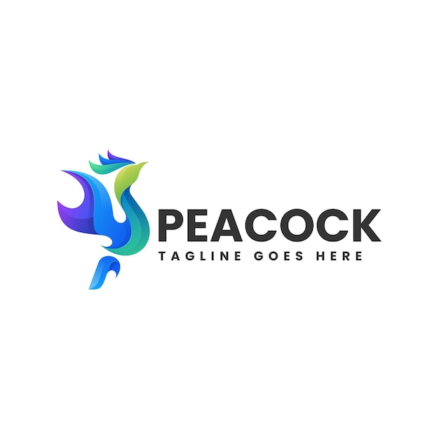 Vector Logo Illustration Peacock Gradient Colorful Style