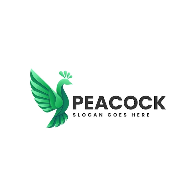 Vector Logo Illustration Peacock Gradient Colorful Style