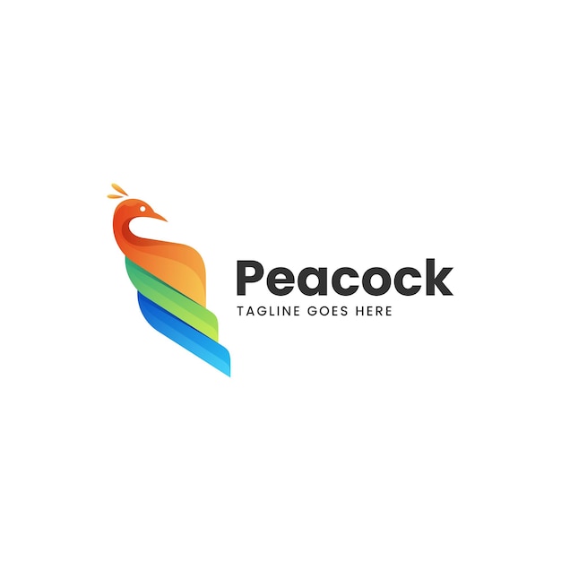 Vector Logo Illustration Peacock Gradient Colorful Style