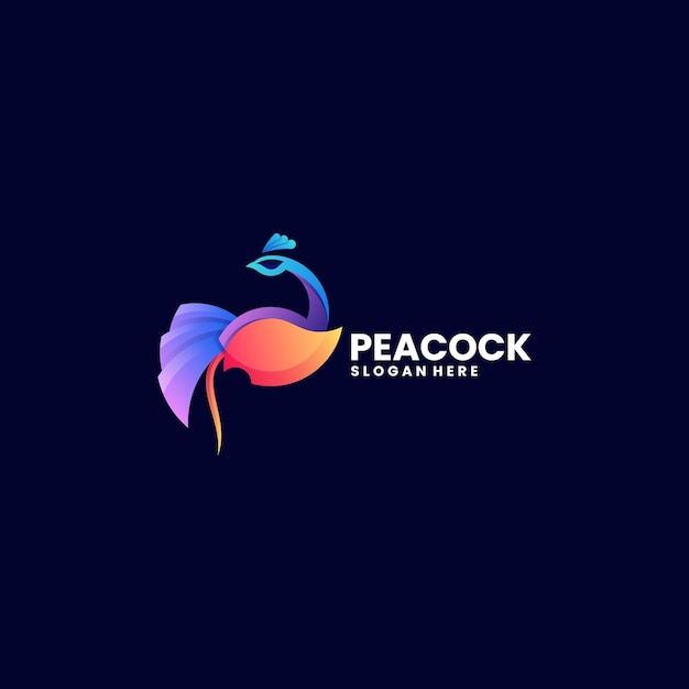 Vector Logo Illustration Peacock Gradient Colorful Style