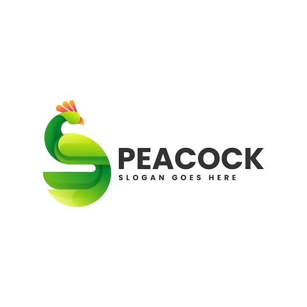 Vector Logo Illustration Peacock Gradient Colorful Style