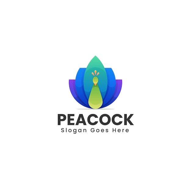 Vector Logo Illustration Peacock Gradient Colorful Style