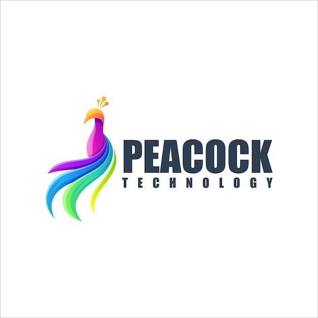 Vector Logo Illustration Peacock Gradient Colorful Style