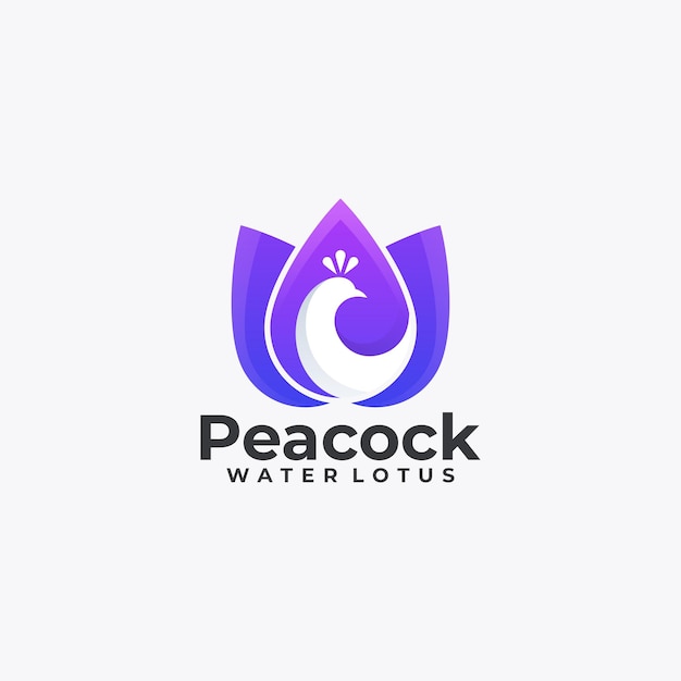 Vector Logo Illustration Peacock Gradient Colorful Style