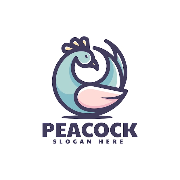 Vector Logo Illustration Peacock Simple Mascot Style