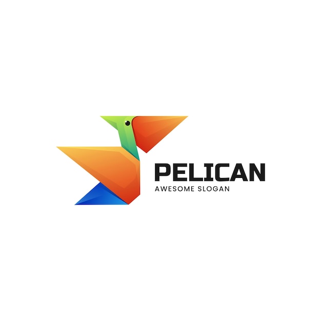 Vector Logo Illustration Pelican Gradient Colorful Style