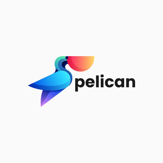 Vector Logo Illustration Pelican Gradient Colorful Style