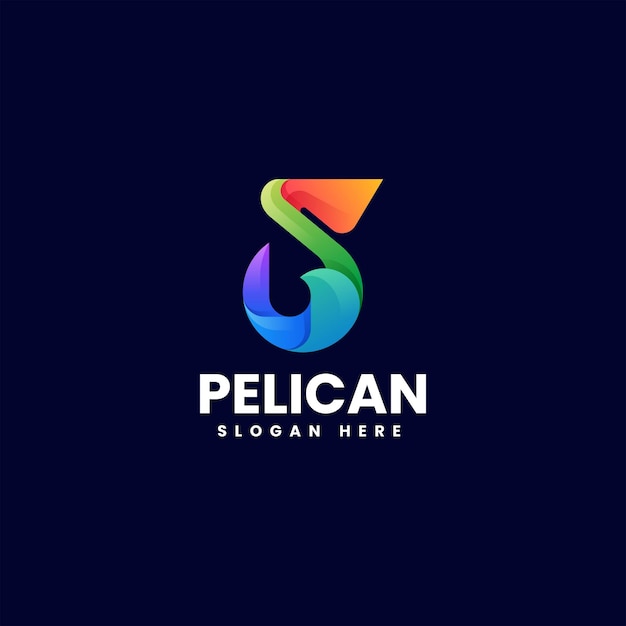 Vector Logo Illustration Pelican Gradient Colorful Style