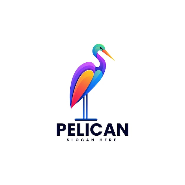 Vector Logo Illustration Pelican Gradient Colorful Style