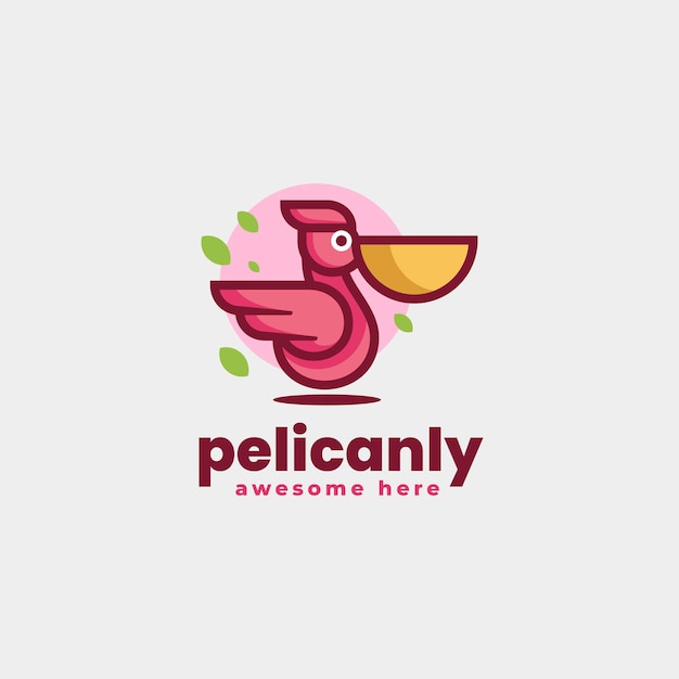 Vector Logo Illustration Pelican Simple Mascot Style