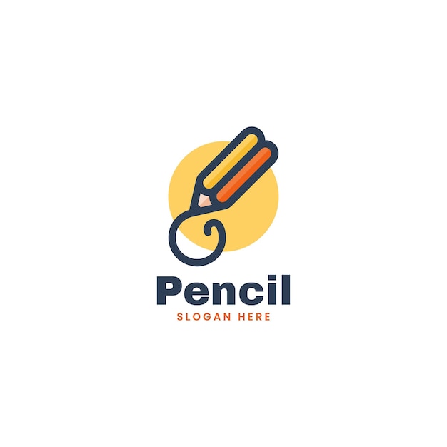 Vector Logo Illustration Pencil Simple Mascot Style