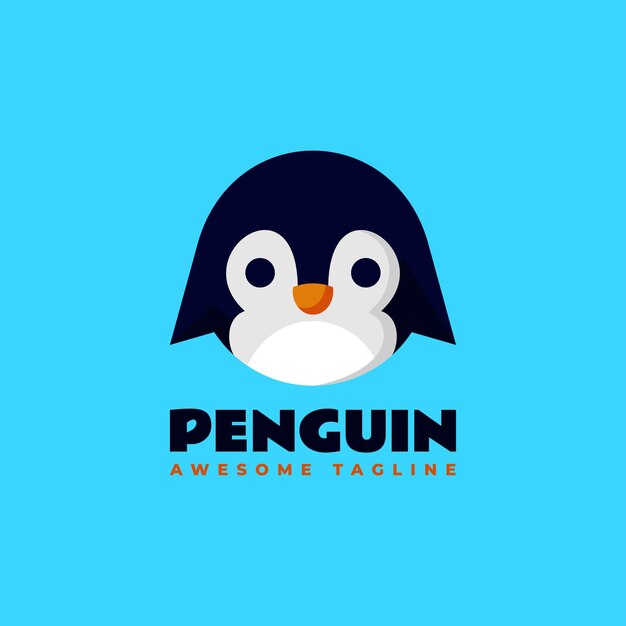 Vector vector logo illustration penguin flat modern style