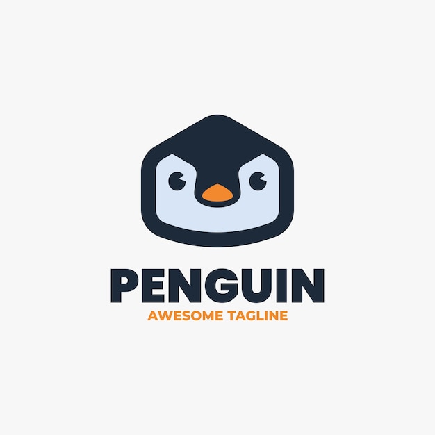 Vector Logo Illustration Penguin Line Art Style