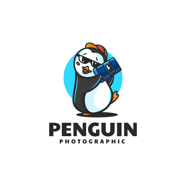 Vector Logo Illustration Penguin Mascot Cartoon Style