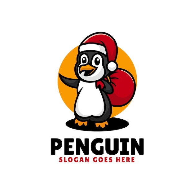 Vector Logo Illustration Penguin Mascot Cartoon Style